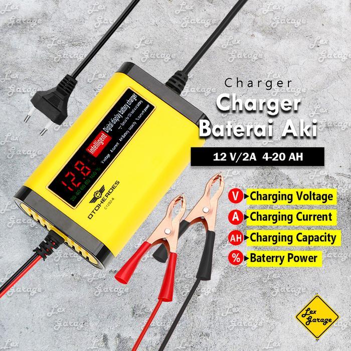 CHARGER AKI MOBIL MOTOR CAS CASAN AKI ACCU MOBIL MOTOR 12V OTOMATIS LCD