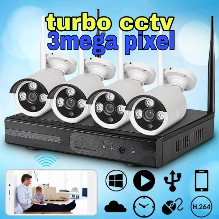 Paket Cctv Wireless 4 Channel Outdoor Dengan Hdd 1Tb