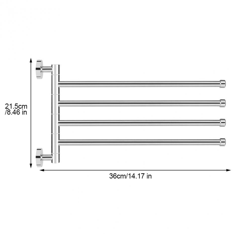 Stainless Steel 4 Swivel Towel Bars Hanger Bathrobe Towel Rack Bar Rail Hanger Towel Holder 4 Bars