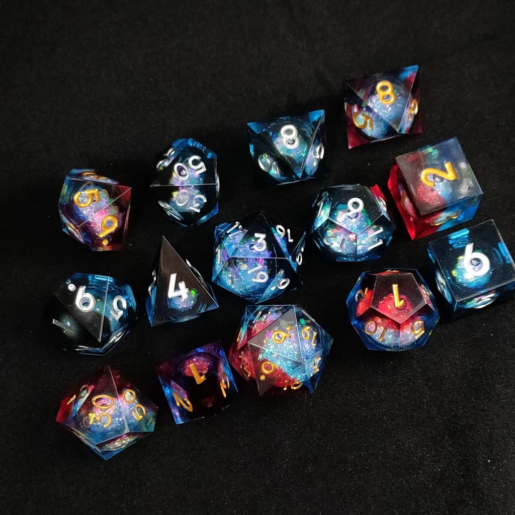 Dnd Liquid Core Dice D20 RPG Resin Dice, Polyhedral Resin Edge Dice Resin Dice Set D&D Dice set Role