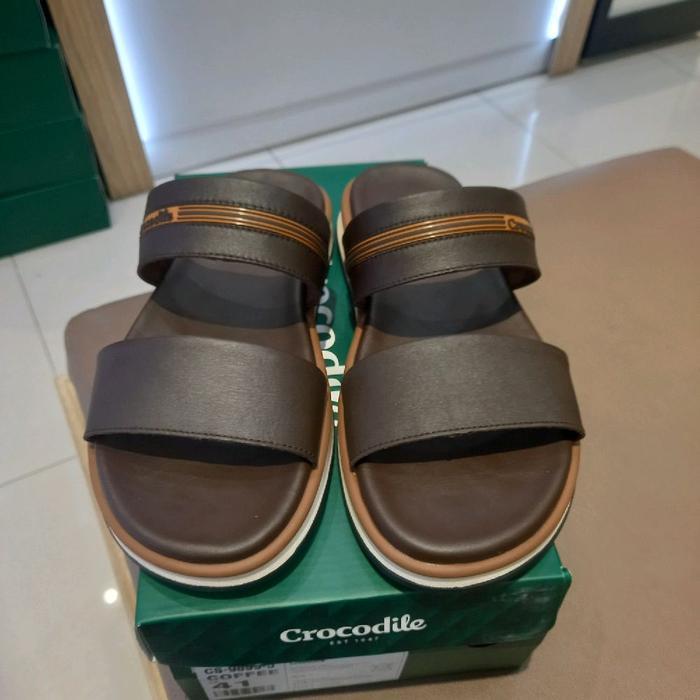 Sandal Pria Crocodile Ori Bahan kulit Anti Slip On Model Slop 9899-5 Nyaman Di Pakai