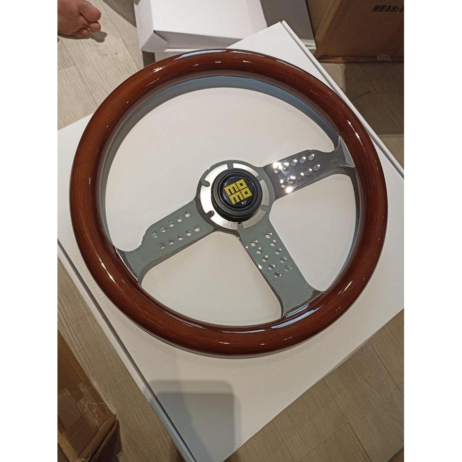 Steering Wheel Momo / Stir Momo Kayu Palang Silver