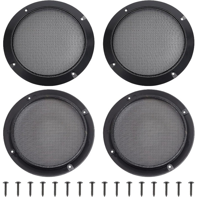 4 Set Audio Speaker Cover Mesh 6.5 Inch Speaker Grill Cover Mesh Flat Round Speaker Grill Decorative