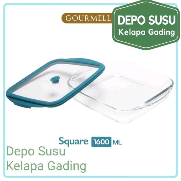 Gourmelle Glass Baking Dish With Vent Glass Lid Oval Square Rectangle 1600Ml 800Ml 2000Ml Wadah