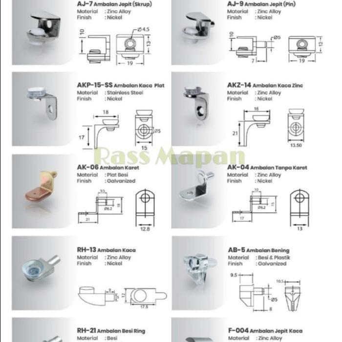 Ambalan Siku L Penjepit untuk Lemari Kayu atau tatakan Kaca SS