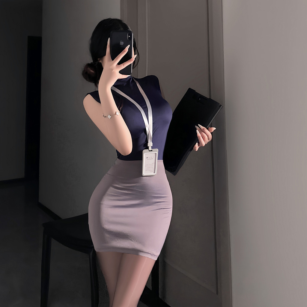 Office Lady Cosplay Costumes Erotic Lingerie Hip Wrap Skirt Women'S Secretary Roleplay Uniform