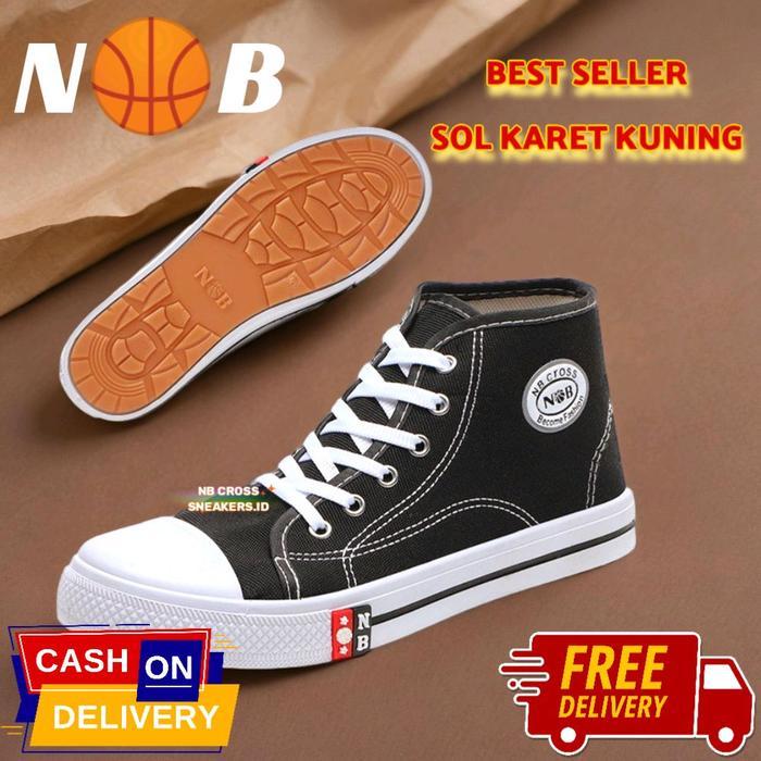 Homyped - Sepatu Sekolah NB CROSS Tinggi Tali (SOL KUNING) Sepatu anak tali SD SMP SMA KERJA Laki2