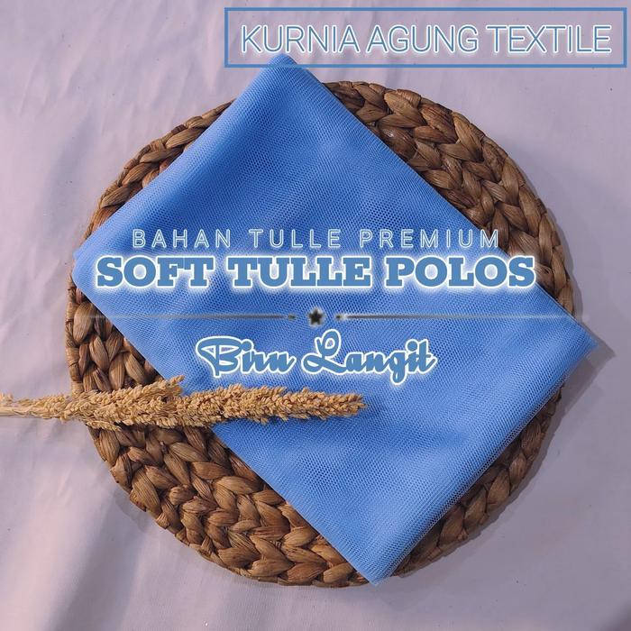 Soft Tulle Polos Meteran Premium warna BIRU LANGIT Bahan Kelambu Rok Tutu Halus Jatuh Lebar 1.7m