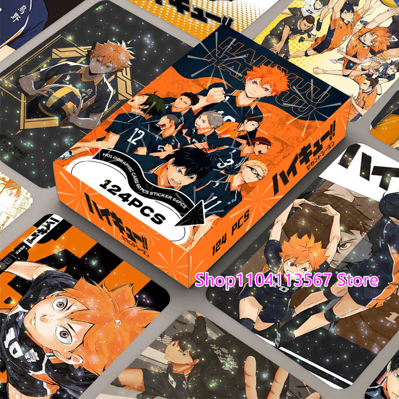 124pcs/Set Anime Haikyuu!! Lomo Card Hinata Shoyo Laser Flash Cards Photocard for Fans Collection