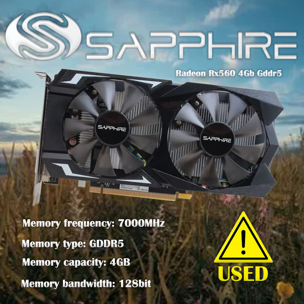 Used Sapphire Radeon Rx560 4Gb Gddr5 Pci Express 3.0 Directx12 Video Gaming Graphics Card External G