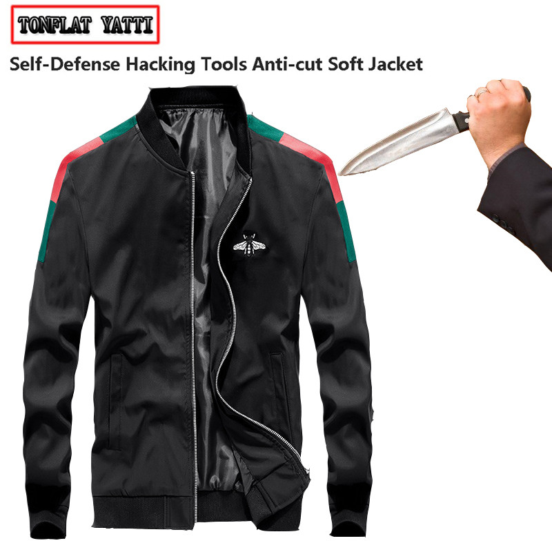 Self-Defense Anti-Cutting Stab-Resistant Men Jacket, Flexible Hacking Invisible Military Tactics Pol