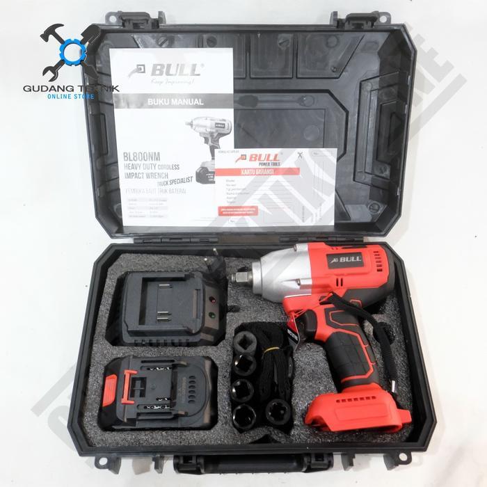 Impact Wrench CORDLESS BULL BL800NM 21V Bor BATERAI Pembuka Buka Baut