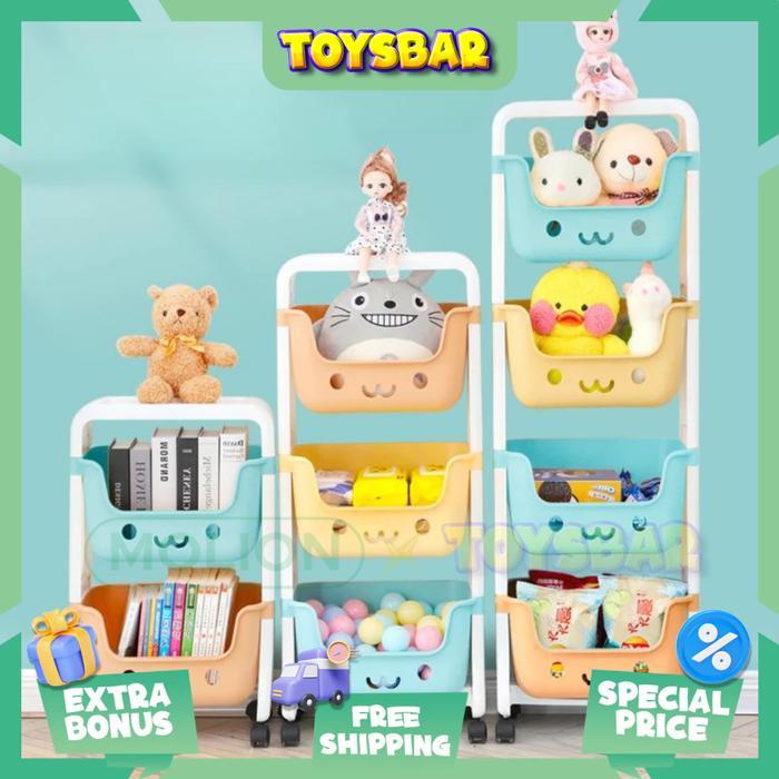 Rak Mainan Anak Q2-8804 Rak Susun Roda 4 untuk Dapur, Kamar Mandi & Tempat Penyimpanan Mainan
