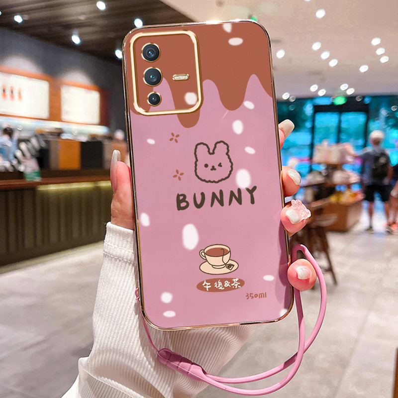Casing Hp Untuk VIVO V23 5G V23i 5G V23E 5G V23E 4G Case teh soreKelinci pink Kesing silikon berbaha