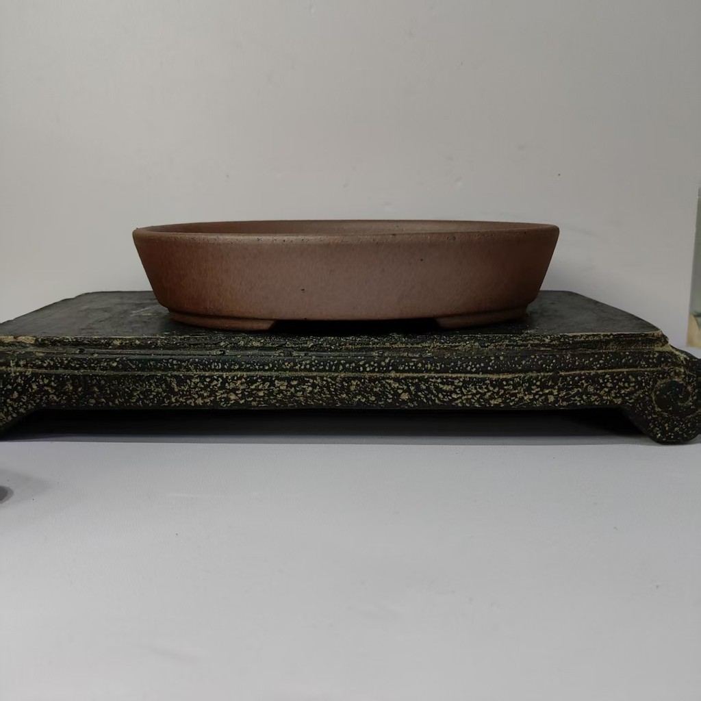 Wood-fired style oval shaped unglazed bonsai pot Yixing pot