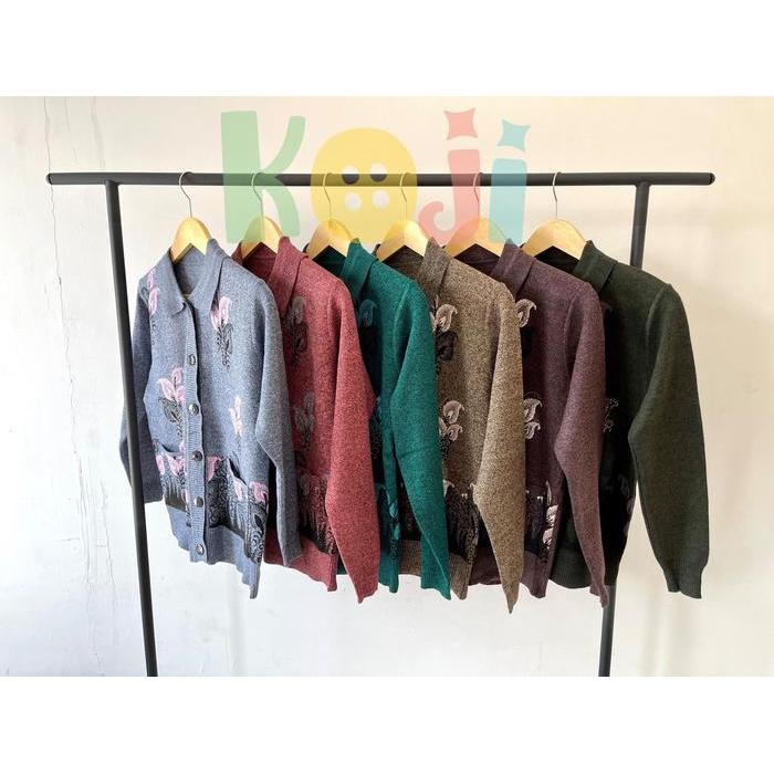 s7 Sweater/Mantel Rajut Ibu-Ibu Premium KOJI - Kerah/Oblong