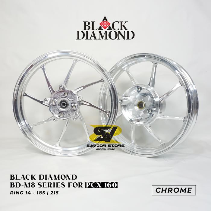 Black Diamond Velg Motor BD-M8 Palang 8 Ring 14 Lebar Depan 185 Belakang 215 Velg Pelek Velk Sporty 