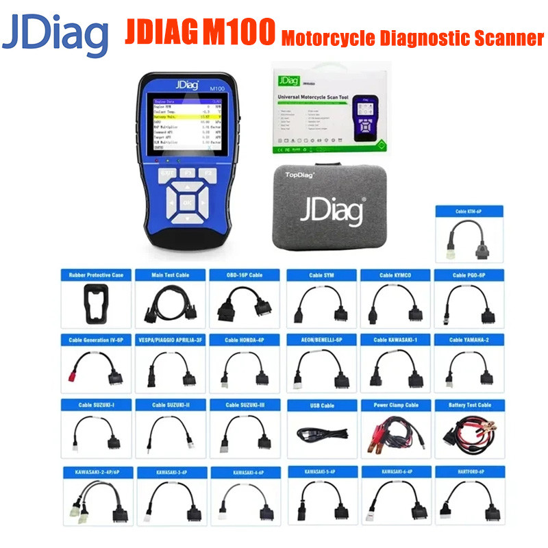 JDiag M100 Motorcycle OBD2 Scanner Diagnostic Tool Motorbike Moto Scan Code Reader For KTM/Honda/Yam