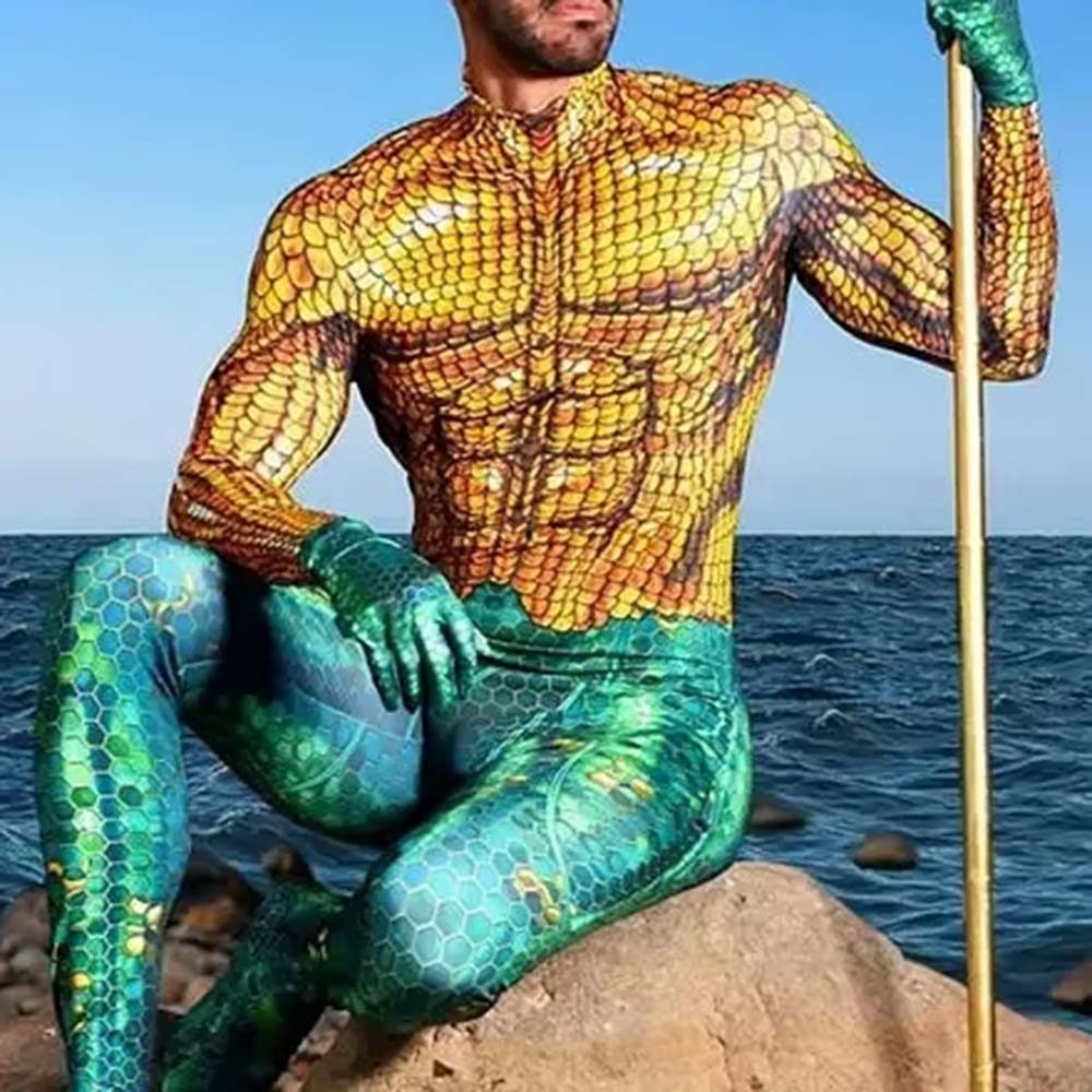 Halloween Aquaman Cosplay Costume Superhero Arthur Curry Orin Zentai Bodysuit Suit Jumuits