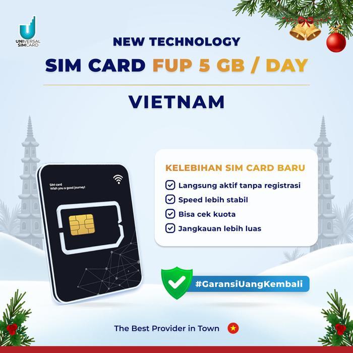 Unisim Simcard Vietnam Unlimited (FUP 5gb/day) Langsung aktif tanpa Regis D