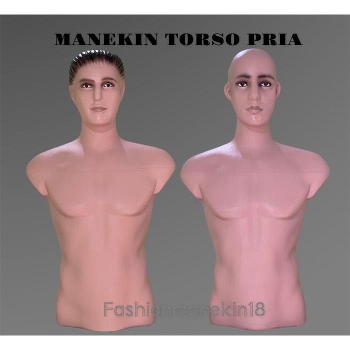 Manekin Pria Setengah Badan Sambung Kepala - Patung Baju Atasan Cowok
