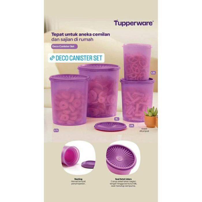 Stok Baru Tupperware deco canister set toples ungu set