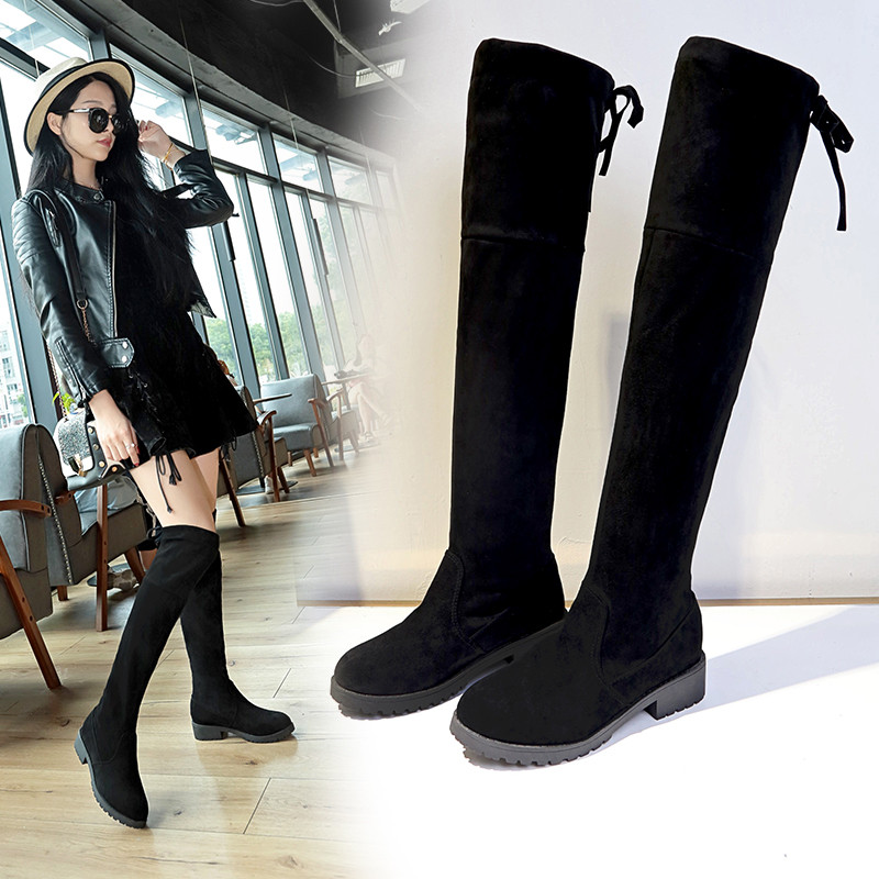 Women Over The Knee Boots Suede High Heels Lace Up Long Boots Fall/Winter Warm Thigh High Boots