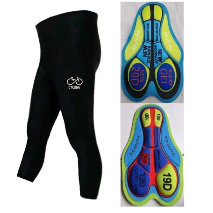 CELANA SEPEDA PADDING GEL 3/4 7/8 CELANA GOWES KETAT BALAP ROAD BIKE HITAM CEWE COWO PRIA WANITA