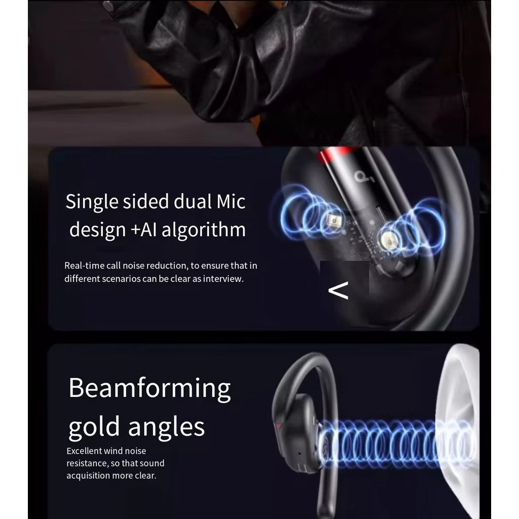 Soundcore by Anker V30i Open-Ear Headphones Ergonomic Ear Hooks Wireless Bluetooth Headphones