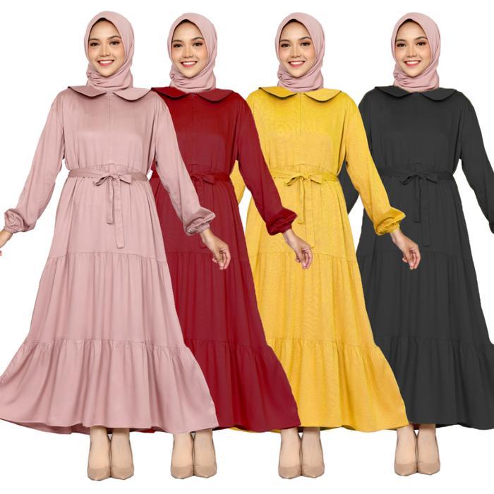 zeni NHM Gamis Polos Katun Rayon Twill, Dress Gamis Wanita Muslimah