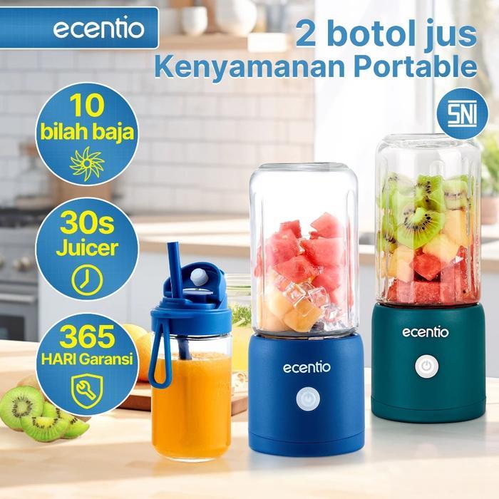 Philips - Blender Juicer Portable 10 Mata Pisau Mini Juicer 2 Cup Dengan Sedotan 380Ml+380Ml