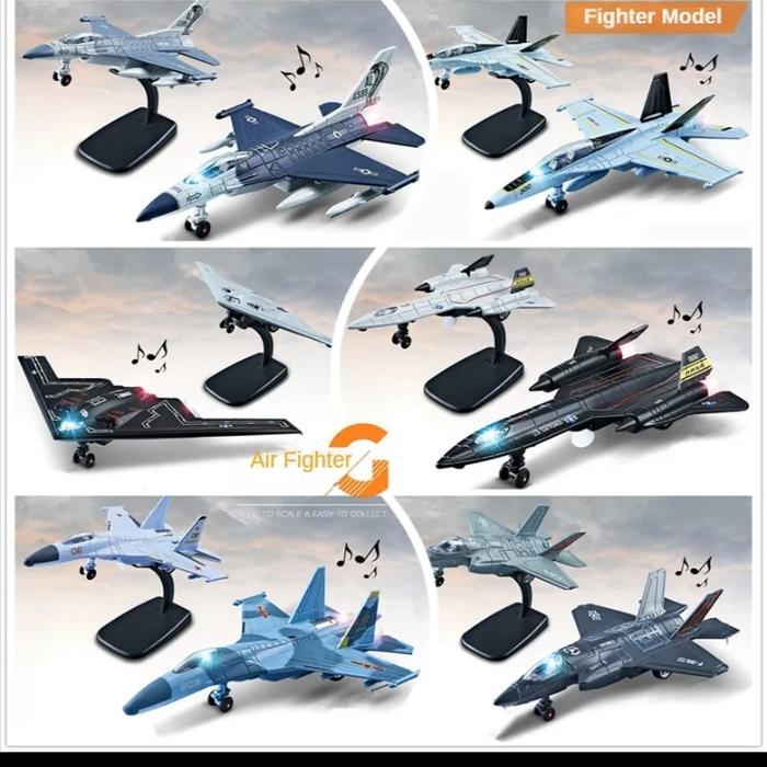 Miniatur Diecast Pesawat Tempur F16 F18 F35 Lt6 Sr71 Soviet Su 35 J15