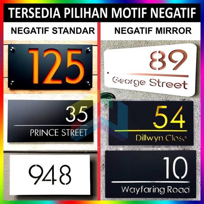 Nomor Rumah Acrylic Modern Timbul Negatif Nyala Led