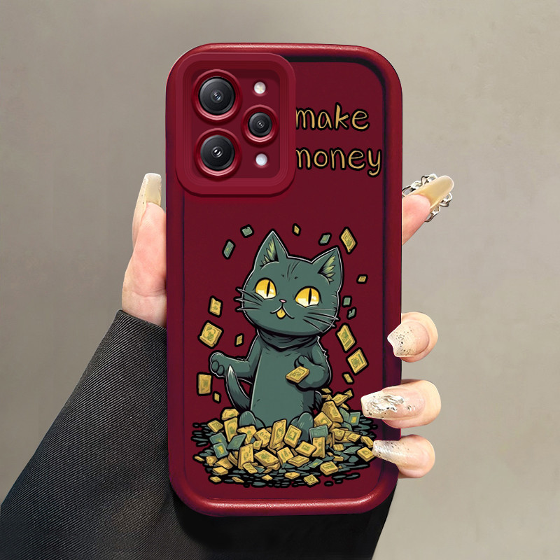 Casing Hp untuk Xiaomi Redmi 12 4G 12 5G 12C 11A POCO M6 Pro 5G POCO C55 Case Kucing Pembawa Rezeki 