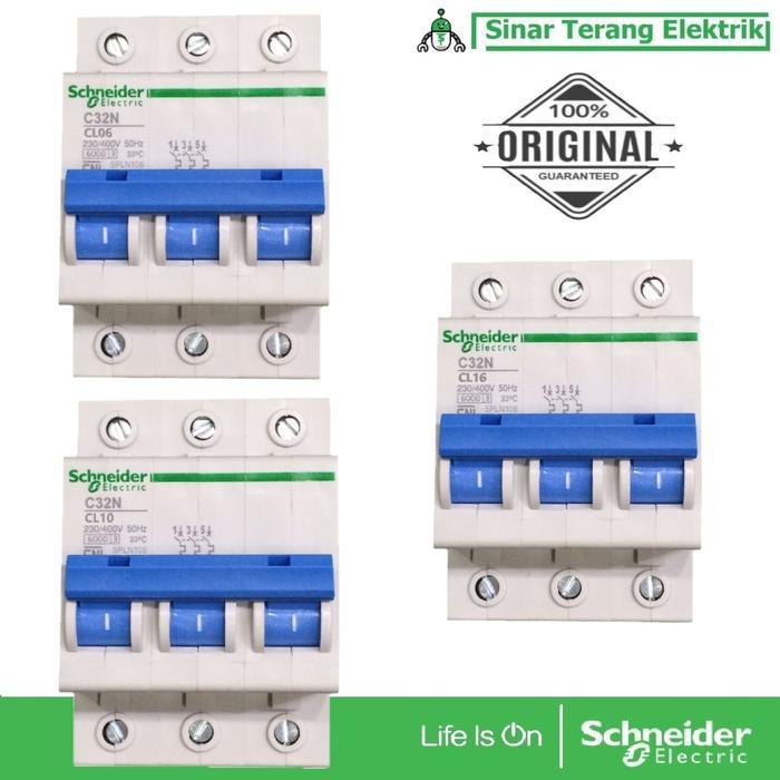 MCB C32N 3P 6A 10 A 16A CL6 CL10 CL16 Schneider Electric PLN Kepala Biru