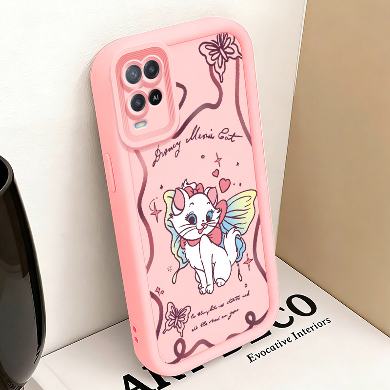 Casing Hp untuk OPPO A54 Case Pink bow kucing Kasing silikon Cesing Anti Crack Tahan Banting Kesing 