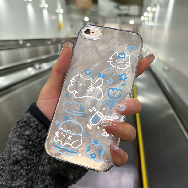 Casing Hp Untuk iPhone 7 Plus 8 Plus SE 2020 X Xr Xs Max Case Casing pola Kucing dan Kelinci Kasing 