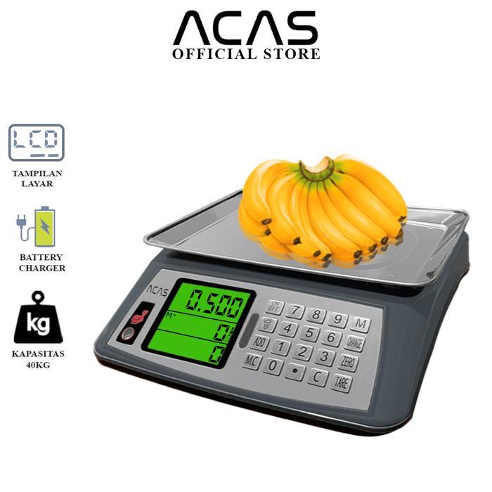 ACAS QE-01 40kg / 200gr Timbangan Duduk Digital Free Charger Dapur Buah dan Sayuran Electronic