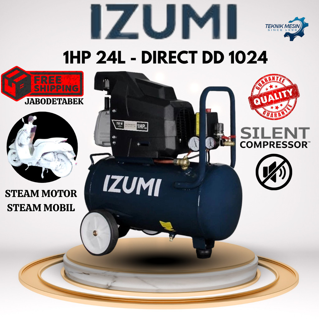 COMPRESSOR IZUMI NLG 1HP 24L - DIRECT DD 1024/ KOMPRESOR 220V/ KOMPRESOR 1 PHASE/ KOMPRESOR STEAM MO