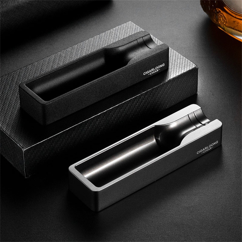 CIGARLOOONG Lightweight Travel Portable Cigar Ashtray Zinc Alloy Material Cigar Holder Tray Cigar