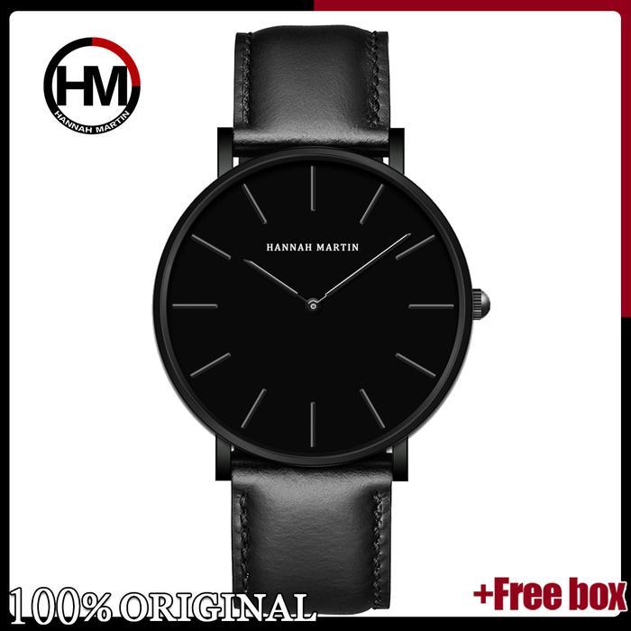 Hannah Martin Jam Tangan Pria 100% Original Keren Sangat Tipis Quartz Cowok Couple Kulit Anti Air