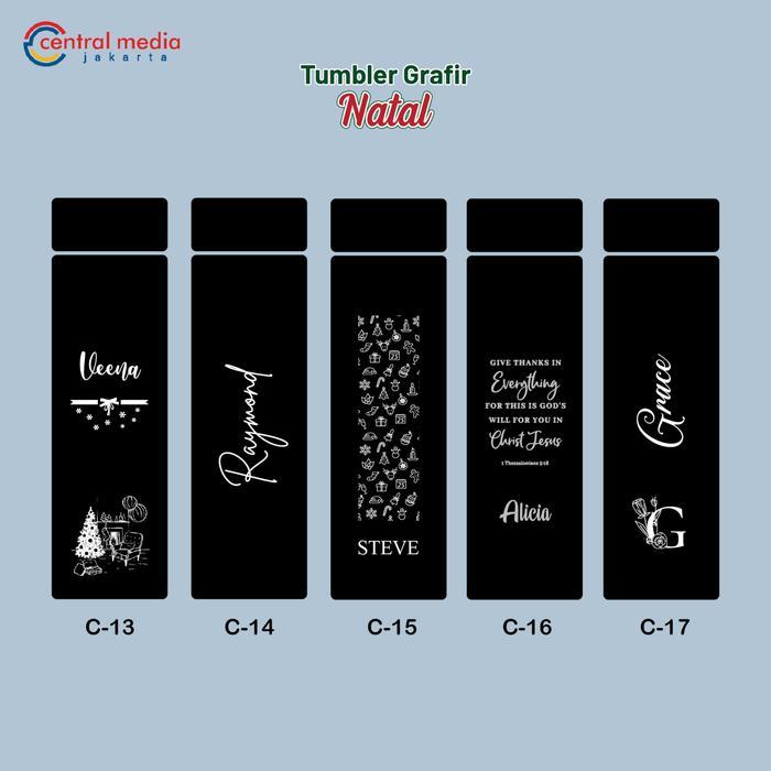 Tumbler Natal Grafir Custom Nama + Gift Box Christmas Kado Botol Minum Best Seller