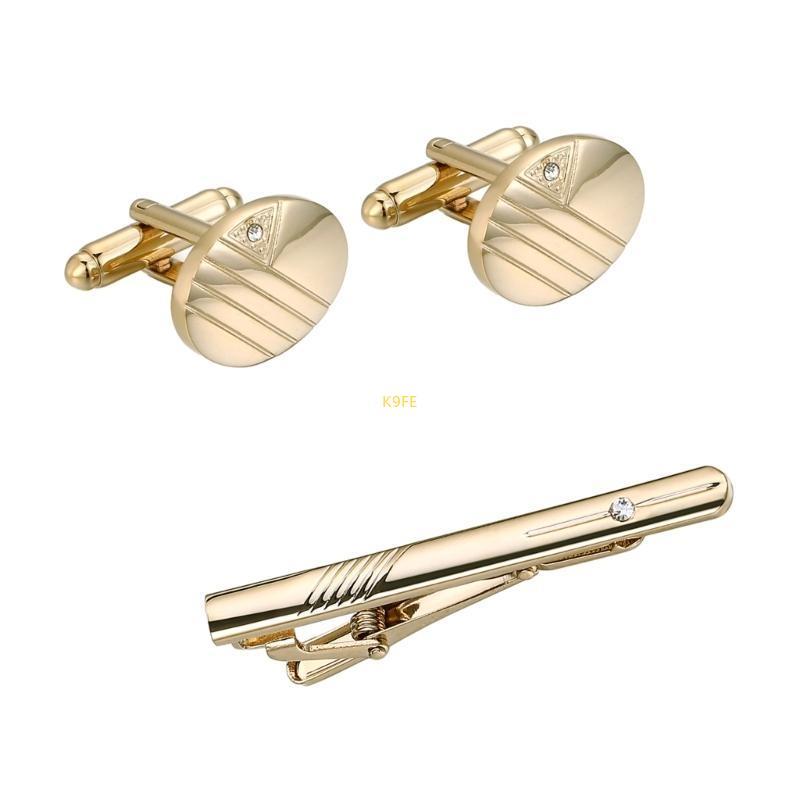 3PCS Decorative Business Shirt Cufflink with Tie Pin Tuxedo Cuff Mens Gift