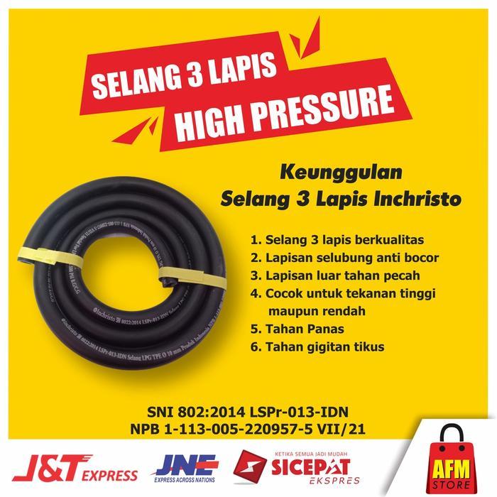 SELANG GAS LPG TPE 3 LAPIS "INCHRISTO" ORIGINAL WARNA HITAM