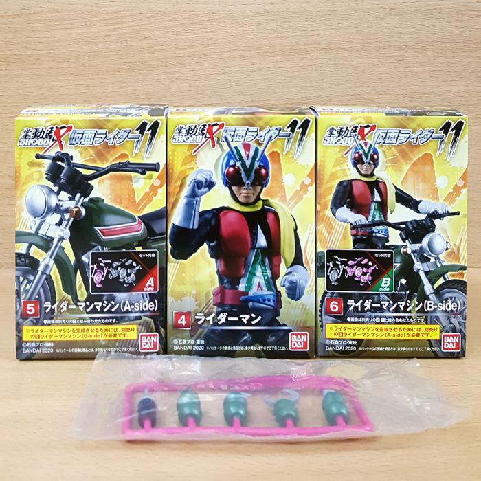 SHODO-X Kamen Rider 11 [3/SET] Riderman & Riderk Machine & Cassette Arms