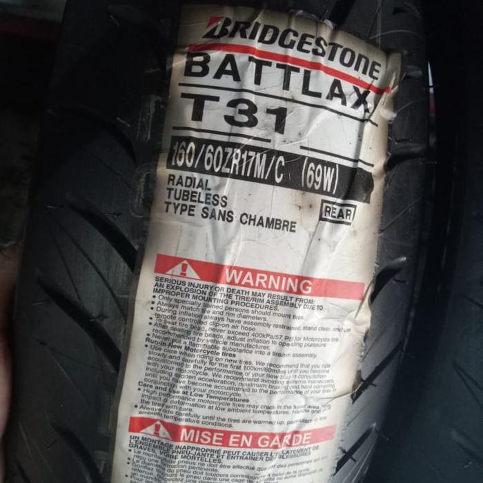 Ban Luar Battlax T31 Ukuran 160/60-17 Battlax Tubeless