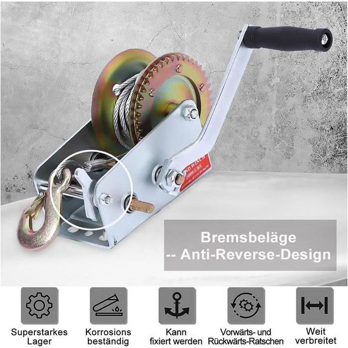 ken 800Lbs Mesin Derak Manual Tangan Hand winch Katrol Manual Alat Penarik Caravan Panjang Tali Laut