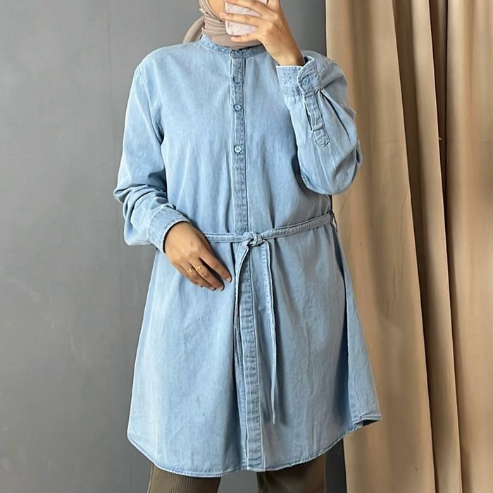 El-Zatta Attire - Anyo At90 Atasan Tunik Wanita Soft Denim