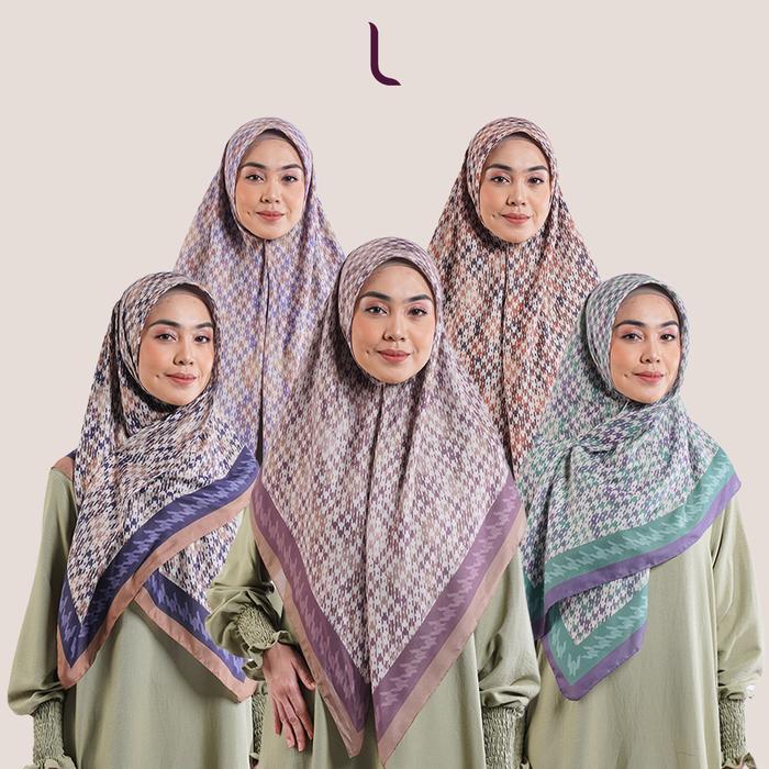 TERMURAH [BEST SR] Elzatta Hijab Kerudung Jilbab Segi Empat Motif Obelia Houndstooth Terbaru Muslim
