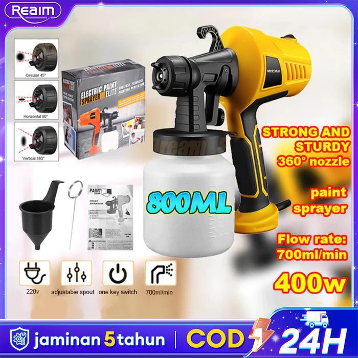 REAIM Alat Cat Semprot Elektrik 400W 800ML Mesin Semprotan Cat Elektrik Alat Semprot Cat Semprot Jld
